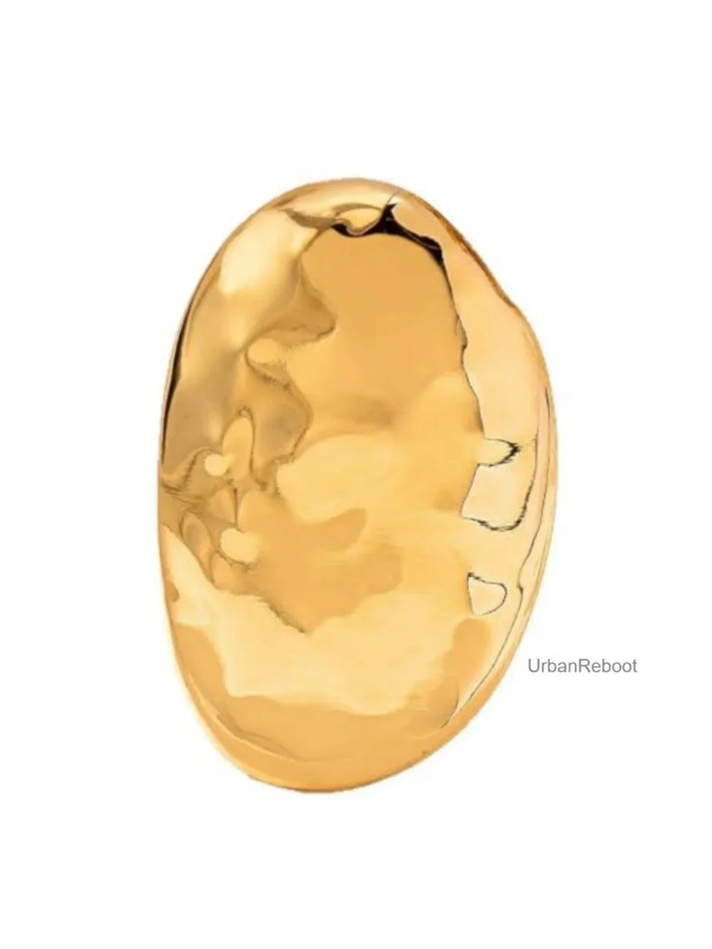 Large Gold Oval Pleated Statement Ring Women Chunky Retro Jewelry